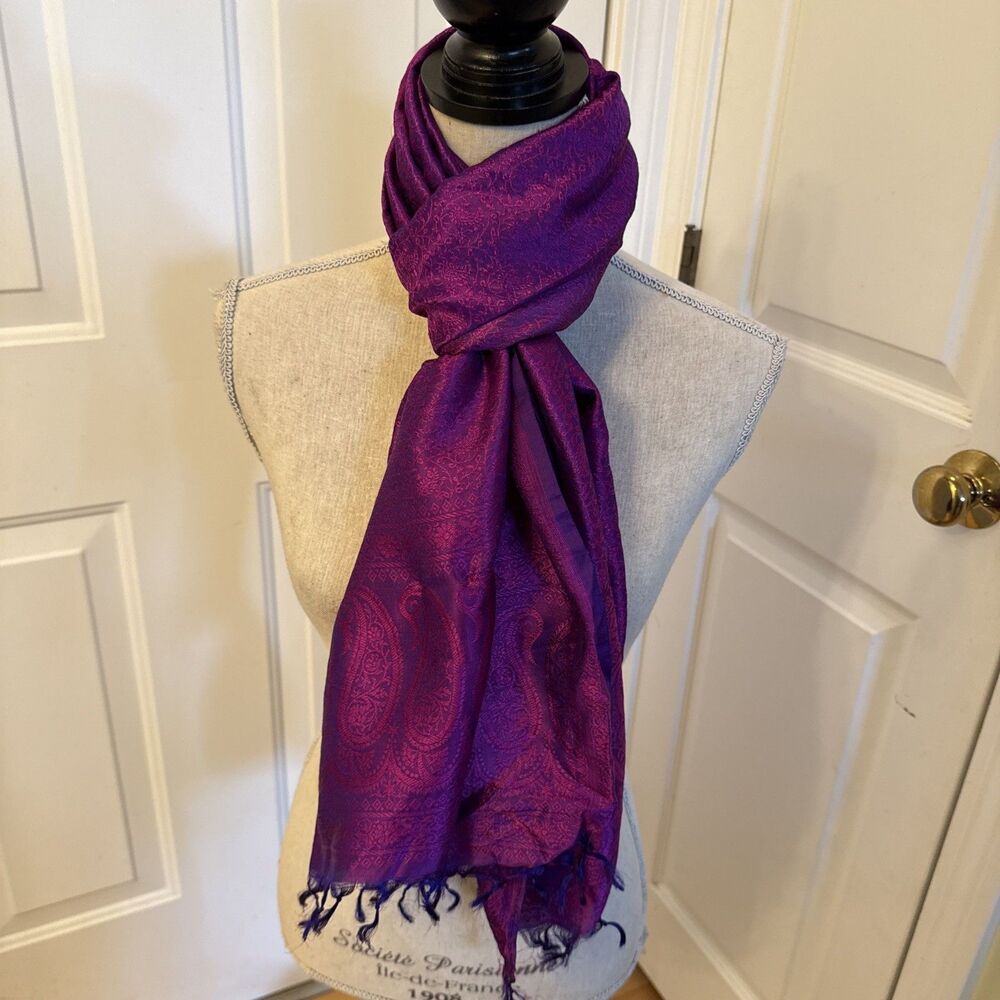 PURPLE LONG SCARF Unbranded Patterned Tassels